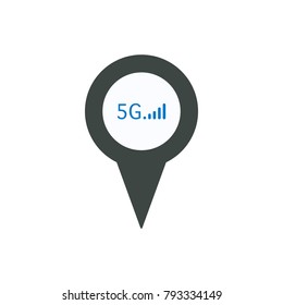 Pin icon with 5G sign symbol