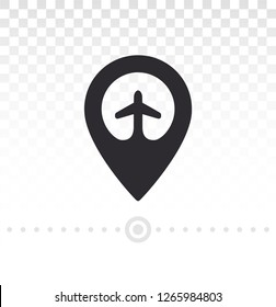 Pin icon. Aircraft pointer. Location sign. Map with pin. Air gps. Vector illustration. Color easy to edit. Transparent background. Pin icon vector. Location icon.