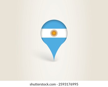 Pin Icon with Argentina National Flag. Location Marker Icon.