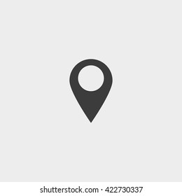 Pin  icon in black color. Vector illustration eps10