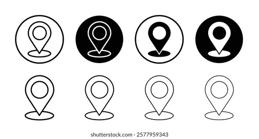 Pin icon black and white vector sign