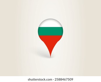 Pin Icon with Bulgaria National Flag. Location Marker Icon.