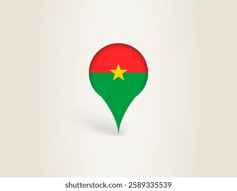 Pin Icon with Burkina Faso National Flag. Location Marker Icon.