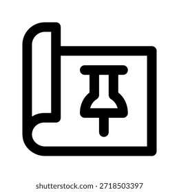 Icono de pin. El ícono se puede utilizar para Sitios web, Plantillas impresas, Plantillas de presentación, ilustraciones, etc
