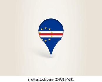 Pin Icon with Cape Verde National Flag. Location Marker Icon.