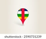 Pin Icon with Central African Republic National Flag. Location Marker Icon.