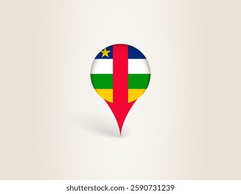 Pin Icon with Central African Republic National Flag. Location Marker Icon.