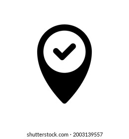 Pin icon with check mark simple design