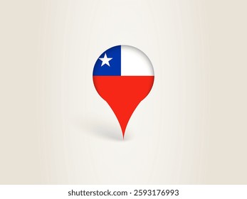 Pin Icon with Chile National Flag. Location Marker Icon.