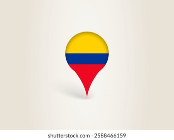 Pin Icon with Colombia National Flag. Location Marker Icon.