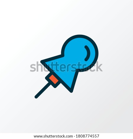 Pin icon colored line symbol. Premium quality isolated thumbtack element in trendy style.