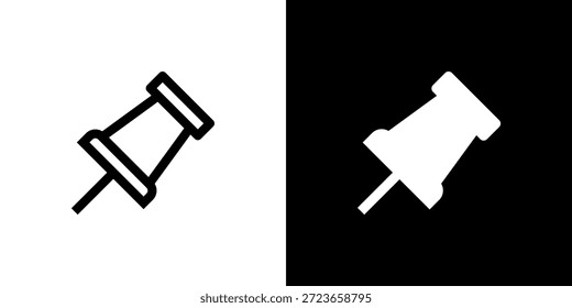 Pin Icon Konzept mit flachem schwarz-weißem Hintergrund. Vektorgrafik.