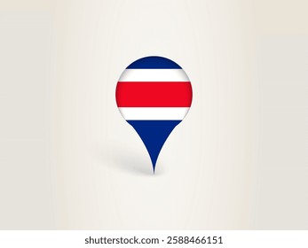 Pin Icon with Costa Rica National Flag. Location Marker Icon.