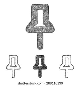 Pin icon design set - sketch line art