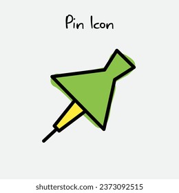 pin icon design template. in a hand drawn style and in color