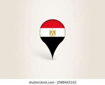 Pin Icon with Egypt National Flag. Location Marker Icon.