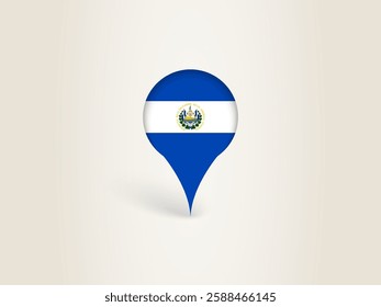 Pin Icon with El Salvador National Flag. Location Marker Icon.