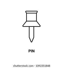 pin icon. Element of simple web icon with name for mobile concept and web apps. Thin line pin icon can be used for web and mobile on white background
