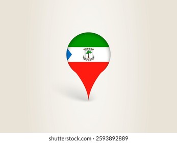 Pin Icon with Equatorial Guinea National Flag. Location Marker Icon.