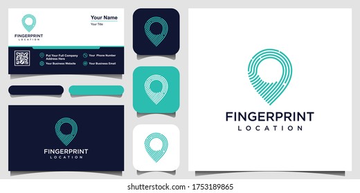 Pin icon with fingerprint pattern. business card design