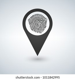 Pin icon with fingerprint vector illustration.