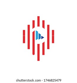 pin icon with flag shaped icon inside with grid line style vector logo design illustration