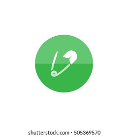 Pin icon in flat color circle style. Baby diaper fastener