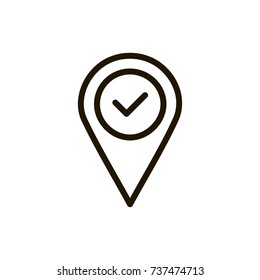 Pin icon flat icon. Single high quality outline symbol of info for web design or mobile app. Thin line signs of map pin for design logo, visit card, etc. Outline logo of map marker