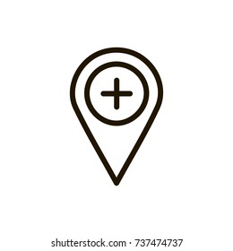 Pin icon flat icon. Single high quality outline symbol of info for web design or mobile app. Thin line signs of map pin for design logo, visit card, etc. Outline logo of map marker