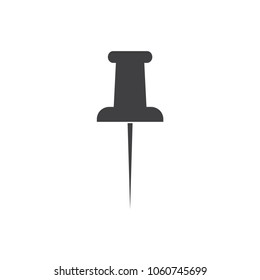 Pin icon in flat style. Black icon in white background