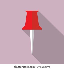 Pin icon in flat style with long shadow. EPS10 vector illustration.