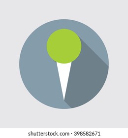 Pin icon in flat style with long shadow. EPS10 vector illustration.