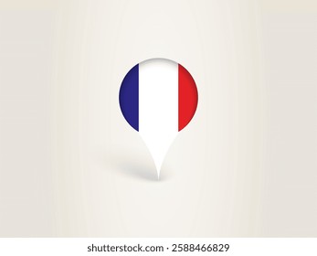 Pin Icon with France National Flag. Location Marker Icon.