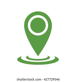 pin icon, green map, ecology green icons set on white background
