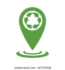 pin icon, green map, ecology green icons set on white background