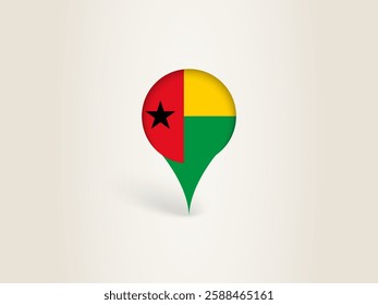 Pin Icon with Guinea-Bissau National Flag. Location Marker Icon.