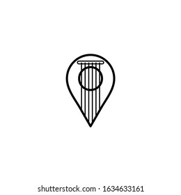 pin icon with guitar string icon logo vector 