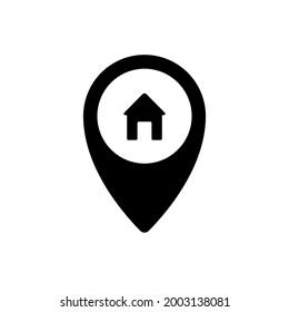 Pin icon with home simple design
