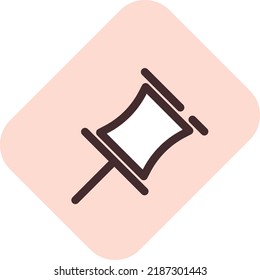 Pin icon, illustration, vector on a white background.
