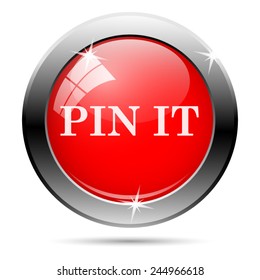 Pin it icon. Internet button on white background. 