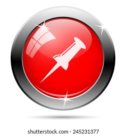Pin icon. Internet button on white background. 