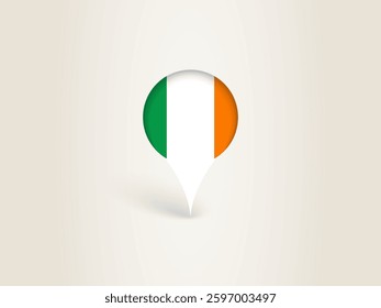 Pin Icon with Ireland National Flag. Location Marker Icon.