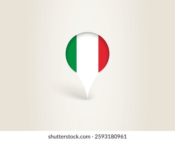 Pin Icon with Italy National Flag. Location Marker Icon.