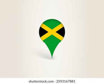 Pin Icon with Jamaica National Flag. Location Marker Icon.