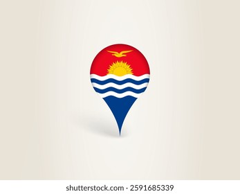 Pin Icon with Kiribati National Flag. Location Marker Icon.