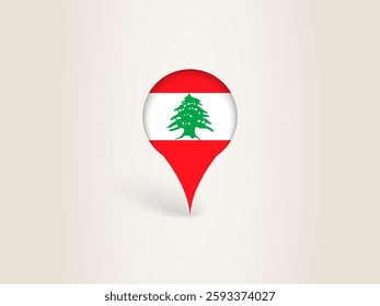 Pin Icon with Lebanon National Flag. Location Marker Icon.