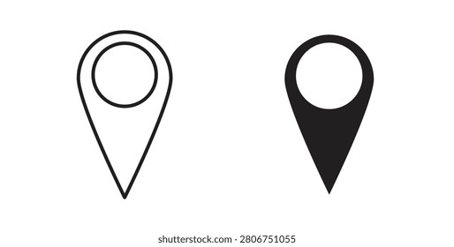 Pin icon line and filled style suitable for web and mobile application