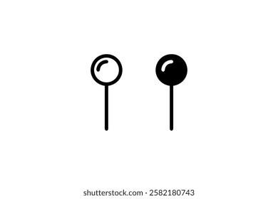 Pin Icon in Line and Solid Styles Vector