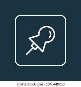 Pin icon line symbol. Premium quality isolated thumbtack element in trendy style.