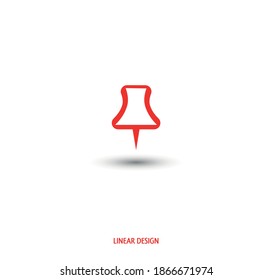 Pin icon in linear style. Vector